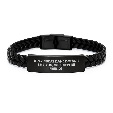 Image of Funny Great Dane Dog Quotes Interlaced Leather Birthday Unique Gifts for Men from Friends - Image 1