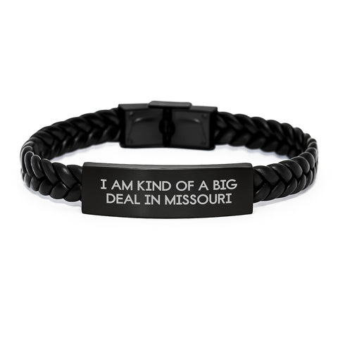 Image of Missouri Proud Interlaced Leather Bracelet, Funny Quote Gift for Men from Friends, Unique Christmas Unique Gifts for Women - Image 1