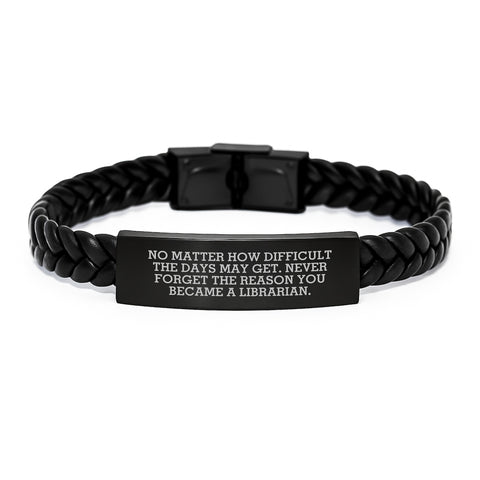 Image of Gifts for Librarian Friends, Inspirational Interlaced Leather Bracelet, Birthday Unique Gifts from Friends - Image 1
