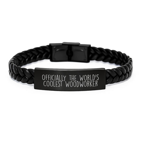 Image of Woodworker Gifts from Men, Officially The World's Coolest Woodworker Leather Bracelet, Perfect Mother's Day Unique Gifts for Woodworker - Image 1