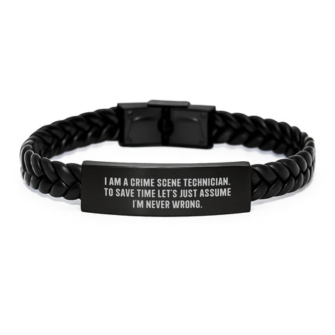 Image of Funny Crime Scene Technician Gifts - I Am A Crime Scene Technician Interlaced Leather Bracelet for Men and Women, Valentine's Unique Gifts from Friends to Family - Image 1