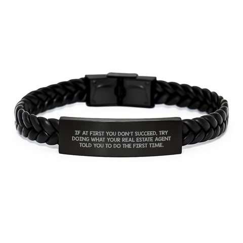 Image of Funny Real Estate Agent Gifts for Real Estate Agent, Interlaced Leather Bracelet, Birthday Unique Gifts from Friends, Family - Image 1