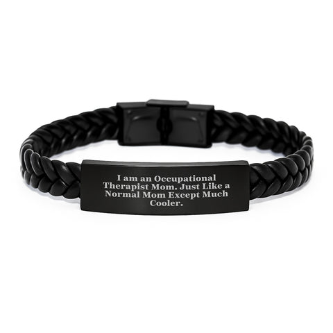 Image of Occupational Therapist Gifts for Occupational Therapist Mom, Funny Quote Interlaced Leather Bracelet, Gifts from Family for Mother's Day - Image 1