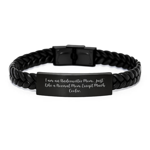 Image of Underwriter Gifts from Mom, Funny Quote I Am An Underwriter Mom Interlaced Leather Bracelet Birthday Unique Gifts for Underwriter Friends - Image 1
