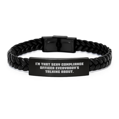 Image of Sexy Compliance Officer Funny Graduation Unique Gifts, Compliance Officer Interlaced Leather Bracelet, Funny Quote Gifts from Friends to Compliance Officer - Image 1
