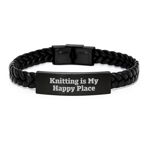 Image of Knitting Enthusiasts' Delight, Interlaced Leather Bracelet for Knitting Lovers, Inspirational Gift from Friends to Knitting Enthusiasts - Image 1