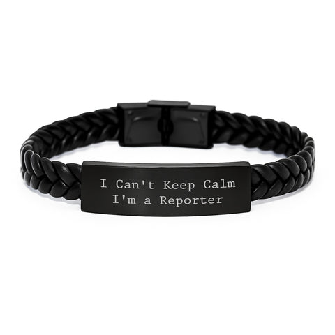 Image of Funny Reporter Style Interlaced Leather Bracelet Gifts from Friends for Graduation Unique - Image 1