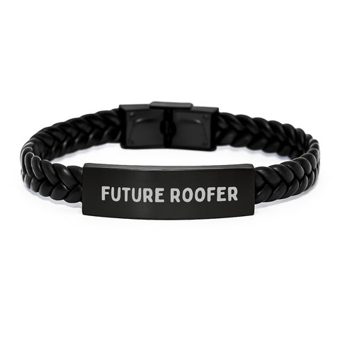 Image of Funny Roofer Gifts, Interlaced Leather Bracelet, 'Future Roofer' Quote Birthday, Gifts from Family, Gifts for Roofer - Image 1