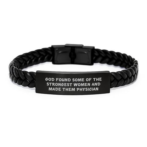 Image of Inspiring Physician Gifts, Funny Quote Interlaced Leather Bracelets for Men, Women, Coworkers, Family, Gifts from Friends, Graduation Unique Gifts for Physician - Image 1