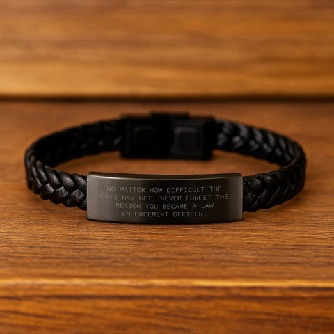 Image of Law Enforcement Officer Gifts, Inspirational Quote Interlaced Leather Bracelet, Gifts from Men to Law Enforcement Officers, Birthday Unique Gifts - Image 2