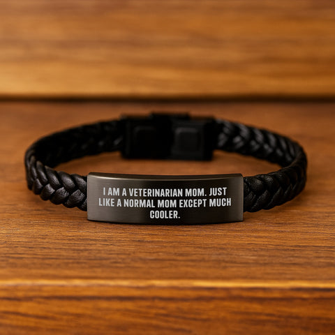 Image of Funny Veterinarian Mom's Interlaced Leather Bracelet Gifts from Family for Mother's Day - Image 2