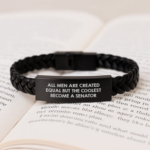 Image of Senator Gifts Funny Quote Interlaced Leather Bracelet, Gifts from Men to Senator, Birthday Unique Gifts - Image 3