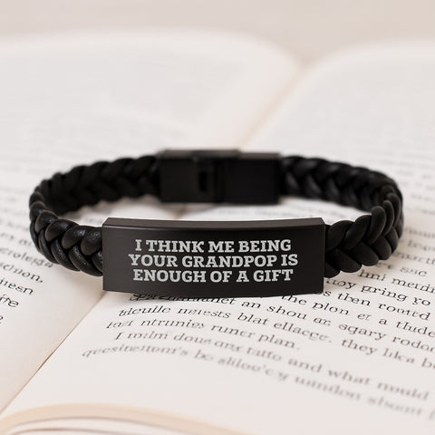 Image of Grandpop Gifts from Loved Ones - Funny Quote Interlaced Leather Bracelet for Men, Women, Family Christmas Unique Presents - Image 3