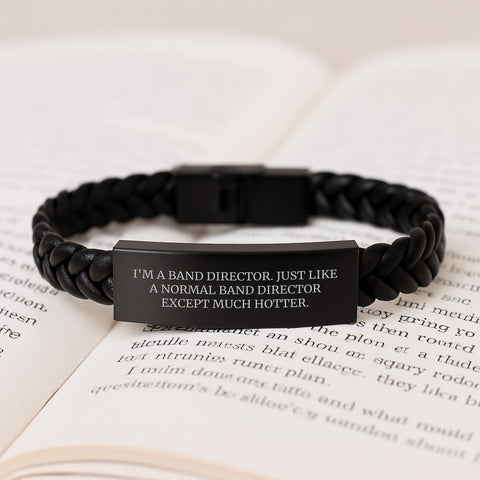 Image of Funny Gift for Band Director, Interlaced Leather Bracelet with Hot Quote, Gifts from Friends for Men, Unique Graduation Gifts - Image 3