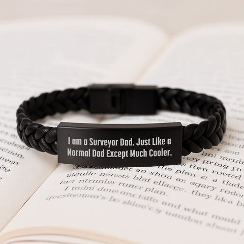 Image of Unique Interlaced Leather Bracelet Gifts from Dad for Surveyor Mom on Mother's Day - Funny Quote Dad Like Normal Except Much Cooler - Image 3