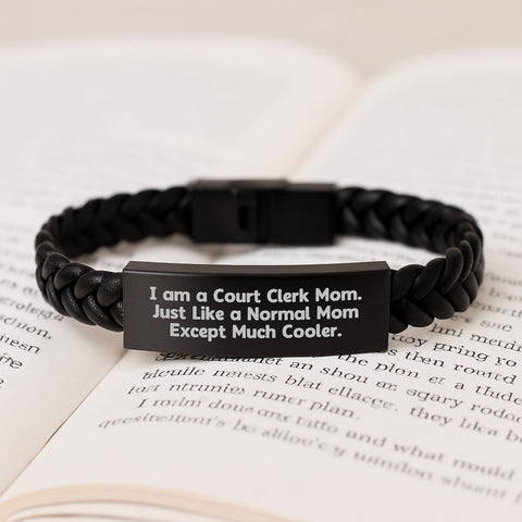 Image of Court Clerk Mom Cool Leather Interlaced Bracelet Gift from Friends for Birthday - Image 3