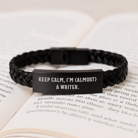Image of Funny Writer Gifts from Friends - Unique Interlaced Leather Bracelet for Writers Birthday - Image 3