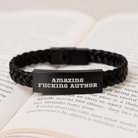 Image of Author Gifts Funny Quote Interlaced Leather Bracelet for Men, Women, Friends, Coworkers, Family - Gifts from Amazing F--king Author for Birthday - Image 3