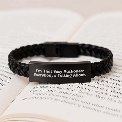 Image of Sexy Auctioneer Gifts for Men, Funny Quote Interlaced Leather Bracelet with Stainless Steel, Perfect Graduation Unique Gifts from Friends - Image 3