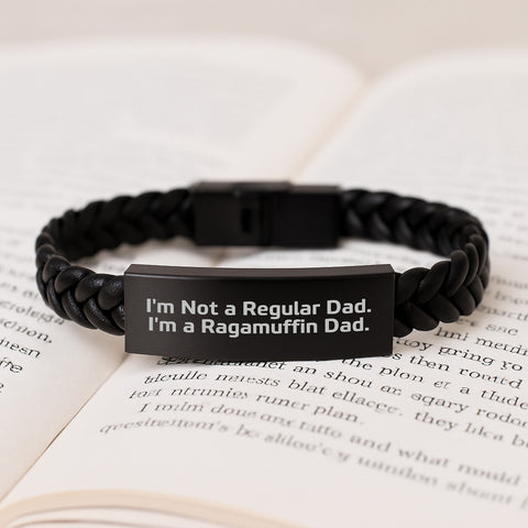 Image of Ragamuffin Cat Lover Interlaced Leather Bracelet, Funny Dad Gift for Men, Birthday Unique Gifts from Dad to Son - Image 3
