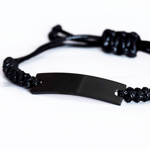Image of Motivational Christian Black Rope Bracelet, Thank God I – view 3