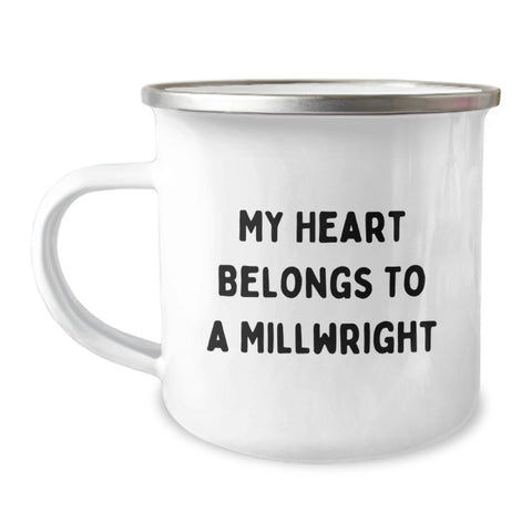 Image of Funny Millwright Gifts for Him - My Heart Belongs To A Millwright, Unique Camping Mug for Valentine's, Men's Special - Image 1