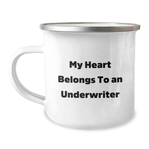 Image of Funny Underwriter Gifts from Men to Women - My Heart Belongs To An Underwriter Birthday Unique Gifts for Friends Coworkers Family Camping Mug - Image 1