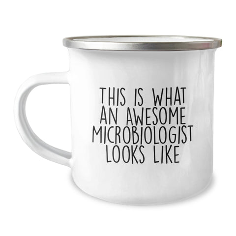Image of Funny Microbiologist Gifts for Him, Unique Christmas Unique Gifts from Friends for Men, This Is What An Awesome Microbiologist Looks Like Camping Mug - Image 1