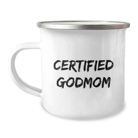 Image of Funny Godmom Gifts, Birthday Unique Camping Mug, Certified Godmom Quote, Gifts from Mom, Gifts for Godmom - Image 1