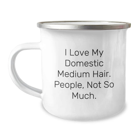 Image of Domestic Medium Hair Cat Lover's Funny Camping Mug, Gifts from Men to Friends on Valentine's, Unique Valentine's Gifts for Him or Her Who Loves Domestic Medium Hair Cat - Image 1