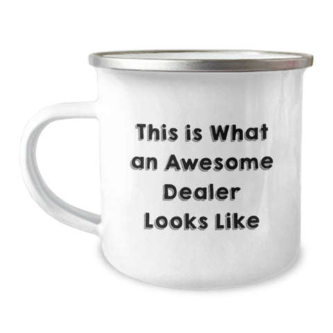 Image of Funny Dealer Gift, Gifts from Men to Dealer, Camping Mug for Graduation, This Is What An Awesome Dealer Looks Like - Image 1
