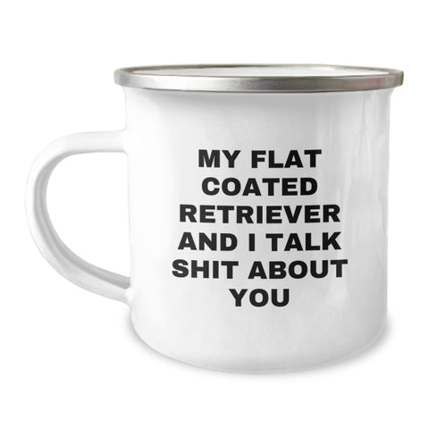 Image of Flat Coated Retriever Dog Funny Camping Mugs Gifts for Friends and Family - Unique Birthday Presents from Men to Women - Image 1