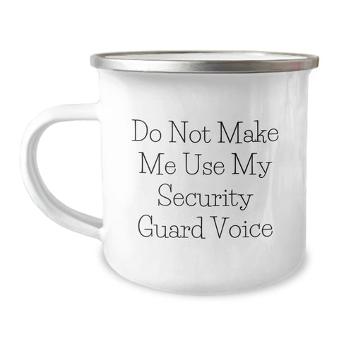 Image of Security Guard Humor Gifts from Friends, Funny Camping Mug for Security Guard, Do Not Make Me Use My Security Guard Voice, Birthday Unique Gifts - Image 1