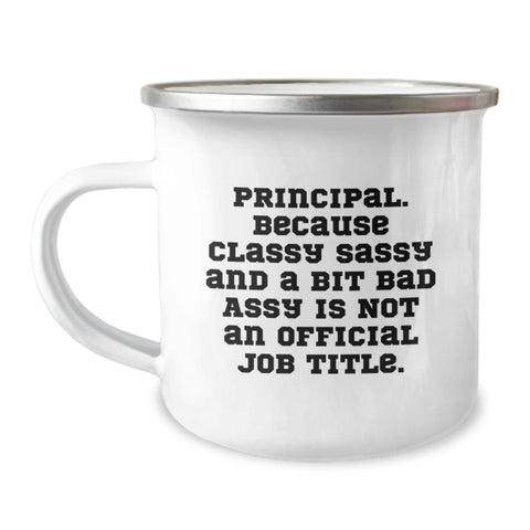 Image of Funny Principal Gifts for Men, Camping Mug - 'Classy Sassy And A Bit Fearlessy' Quote, Stainless Steel, Perfect Christmas Unique Gifts from Friend - Image 1