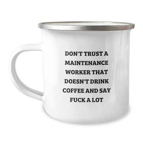 Image of Funny Maintenance Worker Gifts for Men, Unique Christmas Memorable Presents from Friends to Family, Camping Mug with 'Don't Trust...' - Image 1