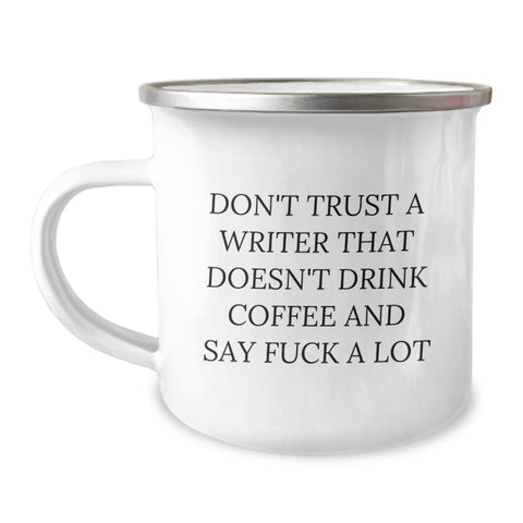 Image of Funny Writer Gifts for Him, Coffee Loving Writers, Christmas Unique Presents from Friends to Family, Writer Camping Mug - Image 1