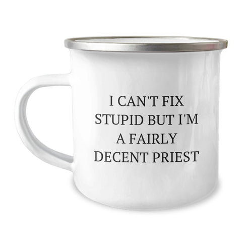 Image of Funny Priest Gifts for Men - I'm a Decent Priest Camping Mug, Unique Christmas Memorable Presents from Friends to Family - Image 1
