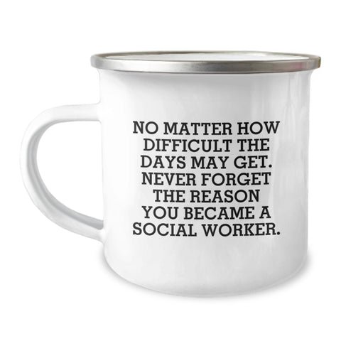 Image of Social Worker Inspirational Gifts from Friends and Family to Men and Women Christmas Unique Mugs 'No Matter How Difficult The Days May Get. Never Forget The Reason You Became A Social Worker.' - Image 1
