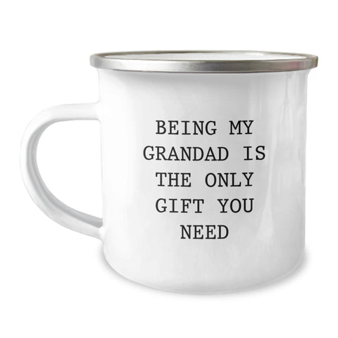 Image of Gifts from Family to Grandad - Funny Camping Mug for Dad - 'Being My Grandad Is The Only Gift You Need' Christmas Unique Gifts - Image 1
