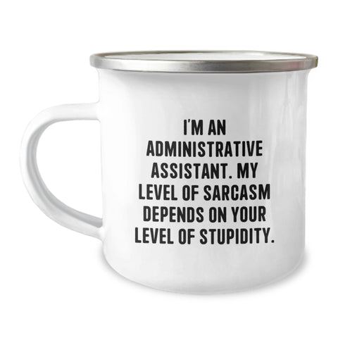 Image of Funny Administrative Assistant Humor Gifts from Friends for Coworkers - I'm an Admin, Sarcasm Level Dependent Christmas Mug - Image 1