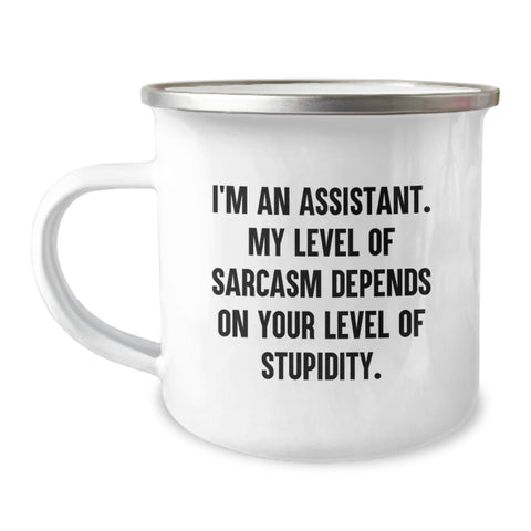 Image of Funny Sarcasm Assistant Gifts for Birthday, Gifts from Friends to Assistant, 12 oz Camping Mug - Image 1