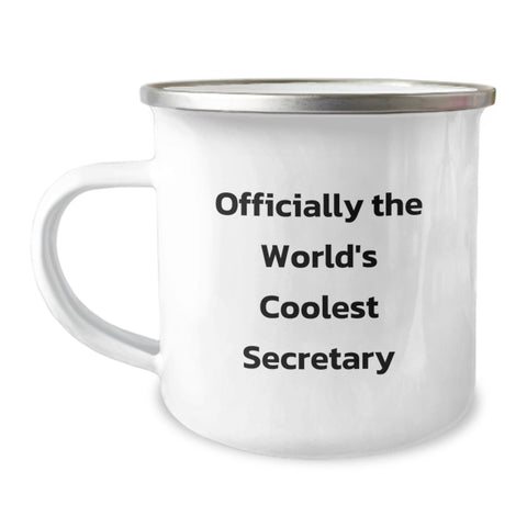 Image of Funny Birthday Unique Gifts for Secretary - 'Officially The World's Coolest Secretary' Camping Mug, Secretary Appreciation Gifts from Men, Stainless Steel with Enamel Finish - Image 1