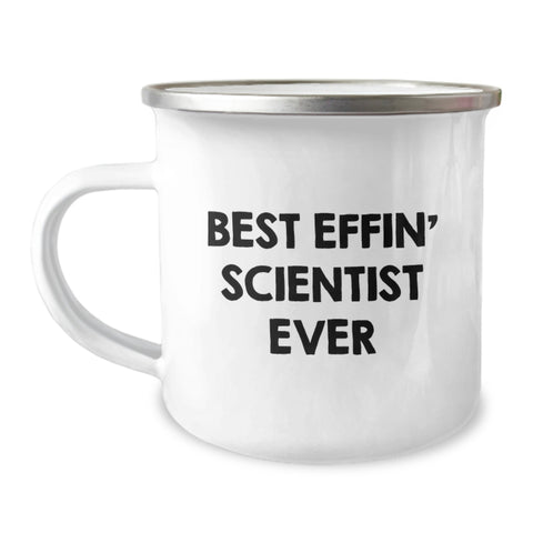 Image of Funny Scientist Gifts for Him - Best Effin' Scientist Ever Camping Mug, Birthday Unique Gifts from Friends, 12 oz Stainless Steel with Enamel Finish - Image 1