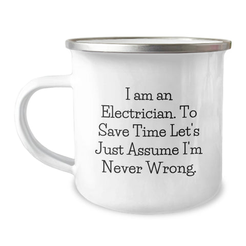 Image of Electrician Funny Quote Camping Mug Gifts from Friends to Electrician Birthday - Image 1