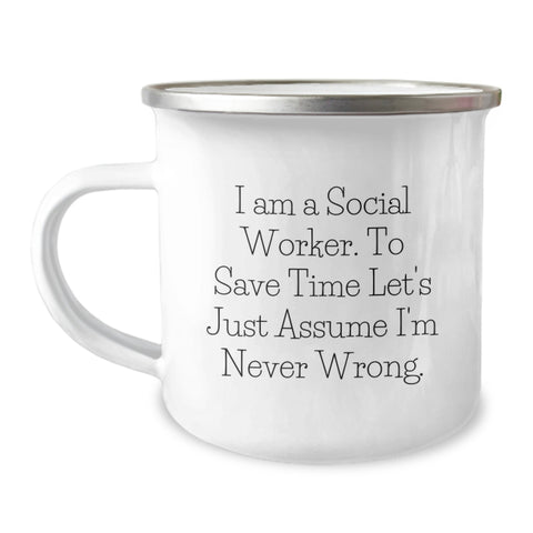 Image of Funny Social Worker Gifts - I Am A Social Worker Camping Mug, Unique Mother's Day Unique Gifts for Social Worker Friends, Stainless Steel 12 oz Mugs - Image 1