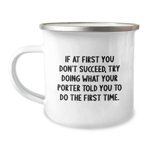 Image of Funny Porter Gifts for Men, Unique Camping Mug on Mother's Day, Inspirational Quote - Gifts from Men to Porter, 12 oz Stainless Steel - Image 1