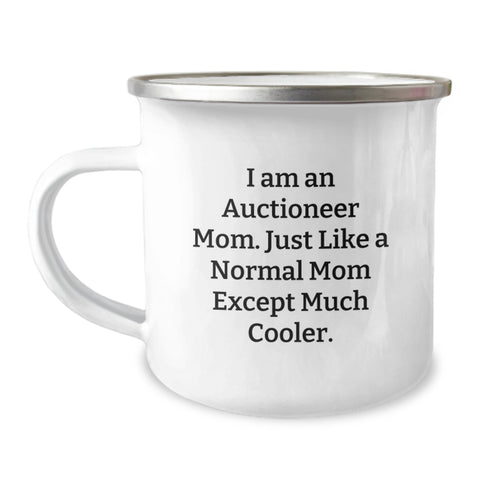 Image of Auctioneer Mom Gifts, Funny Mom Camping Mug, Unique Mother's Day Unique Gifts from Family to Auctioneer Mom, 12 oz Stainless Steel Enamel Finish - Image 1