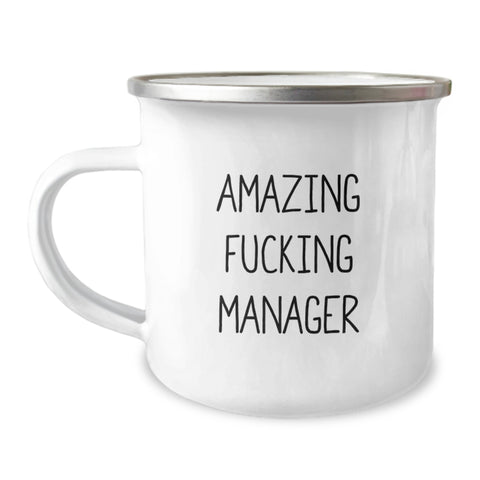 Image of Funny Manager Gifts, Amazing Quote, 12 oz Camping Mug for Graduation Unique Gifts from Friends or Family, Perfect for Manager Men or Women - Image 1