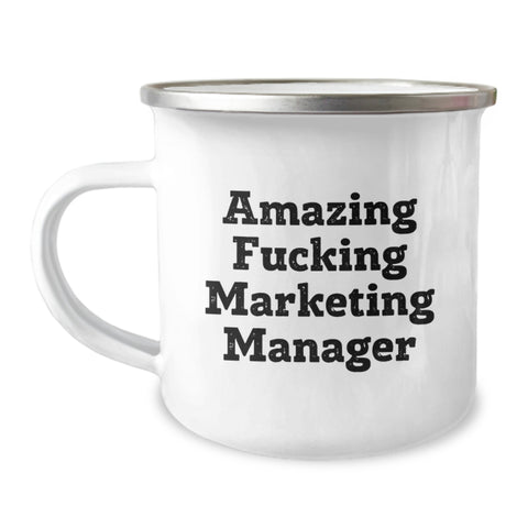 Image of Funny Marketing Manager Gifts, Amazing Camping Mug for Graduation, 'Amazing F--king Marketing Manager' Quote, Unique Men Gifts from Friends, Best Gifts for Marketing Manager - Image 1