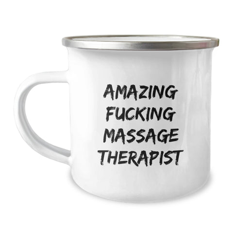Image of Funny Gifts from Friends for Massage Therapist Amazing F--king Massage Therapist Camping Mug, Graduation Unique Gifts for Men, Women, Coworkers, Family - Image 1